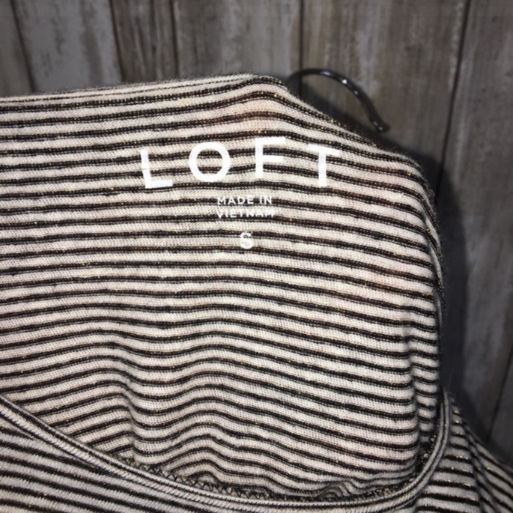 Loft Striped Linen Blend Open Sleeve Glitter - Picture 4 of 4